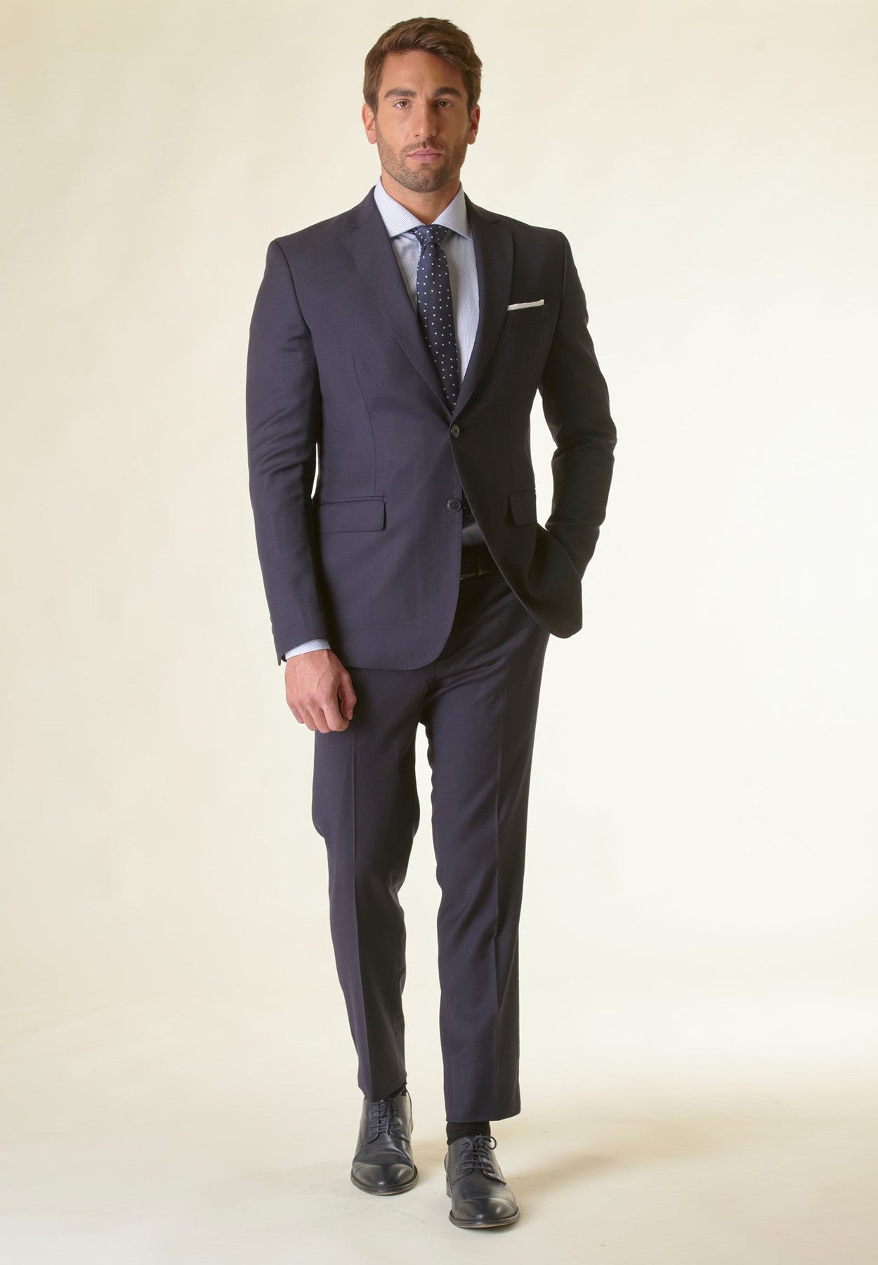 Blue sallia virgin wool custom fit suit
