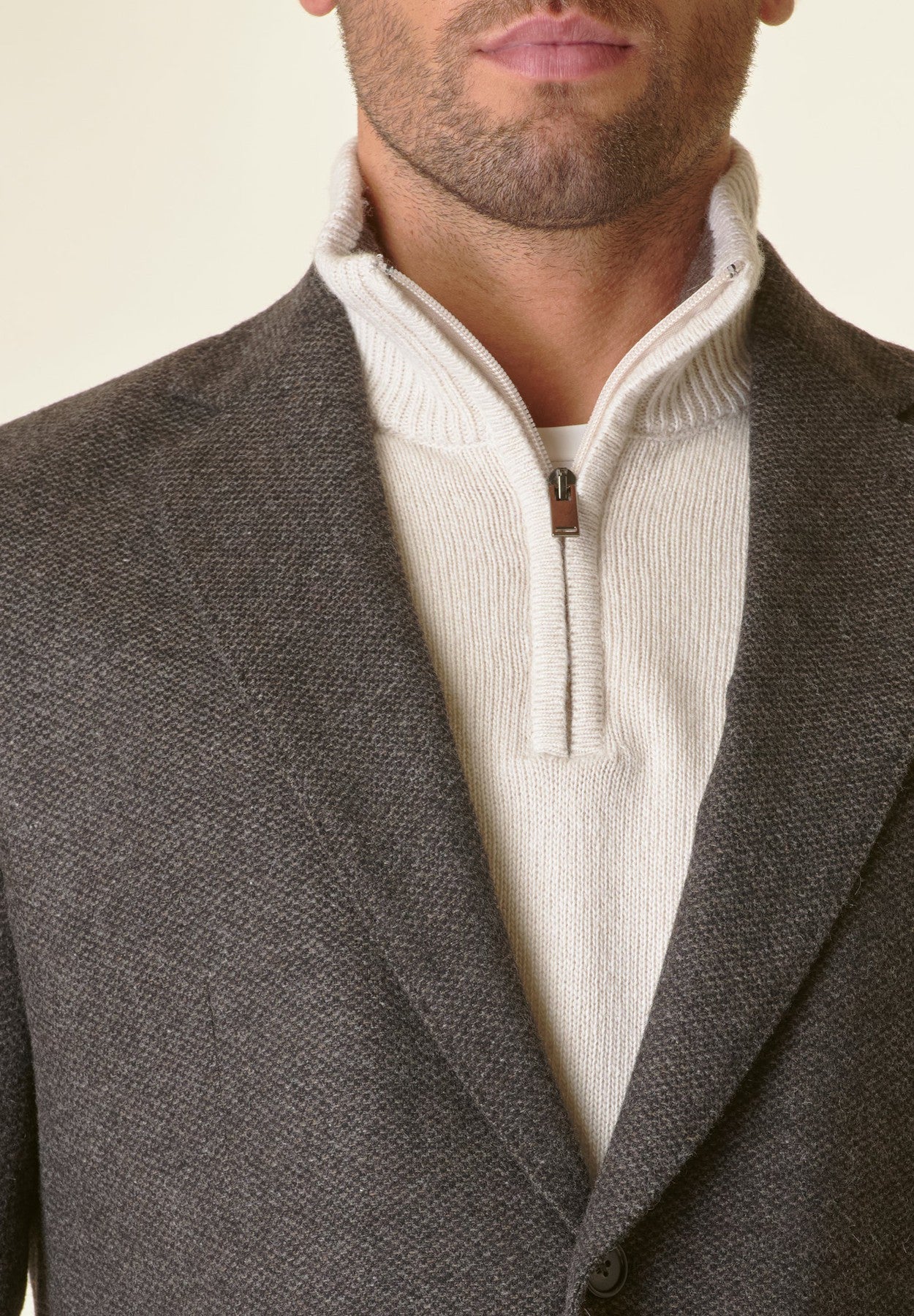 Brown lined textured tweed jacket custom