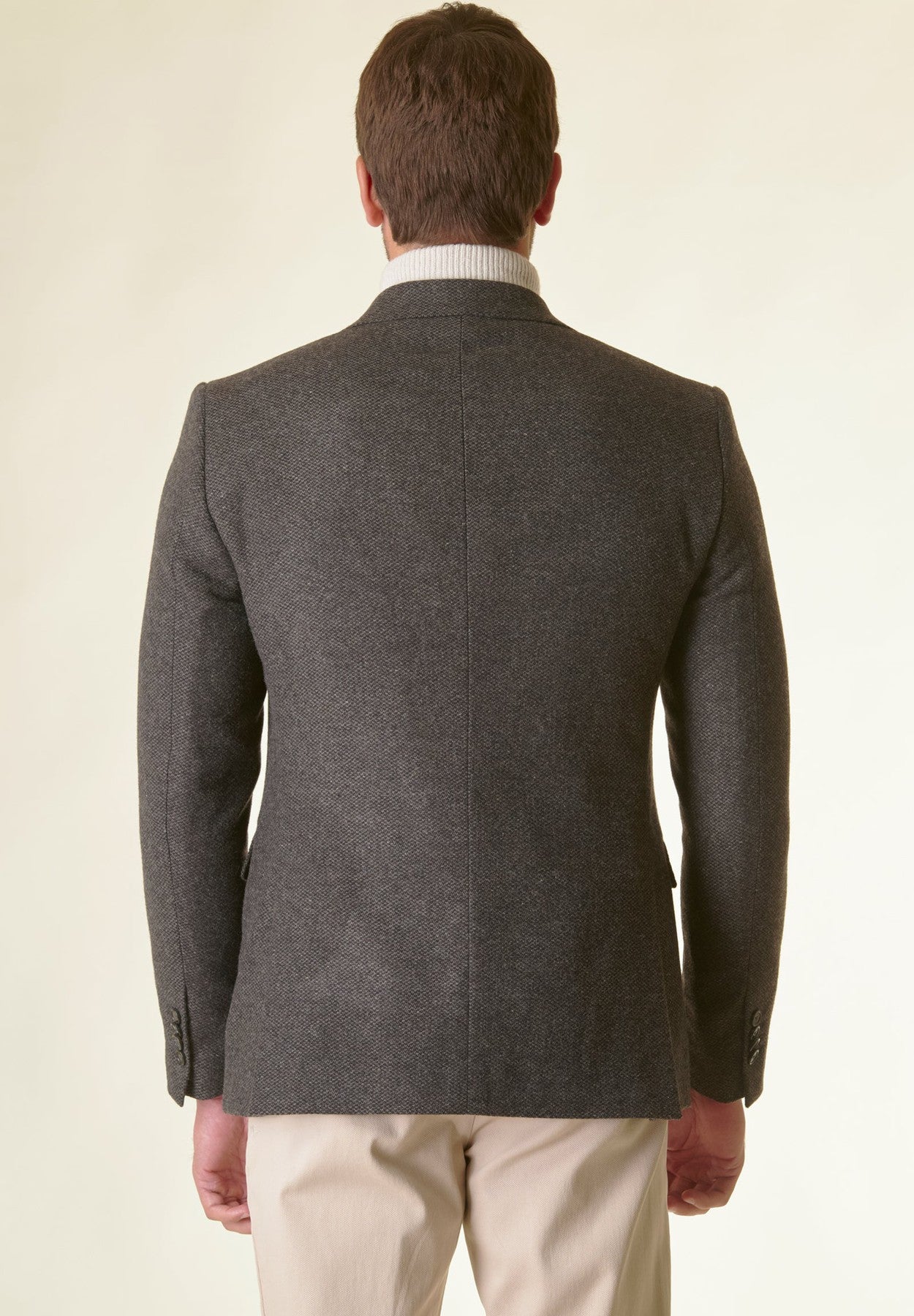 Brown lined textured tweed jacket custom