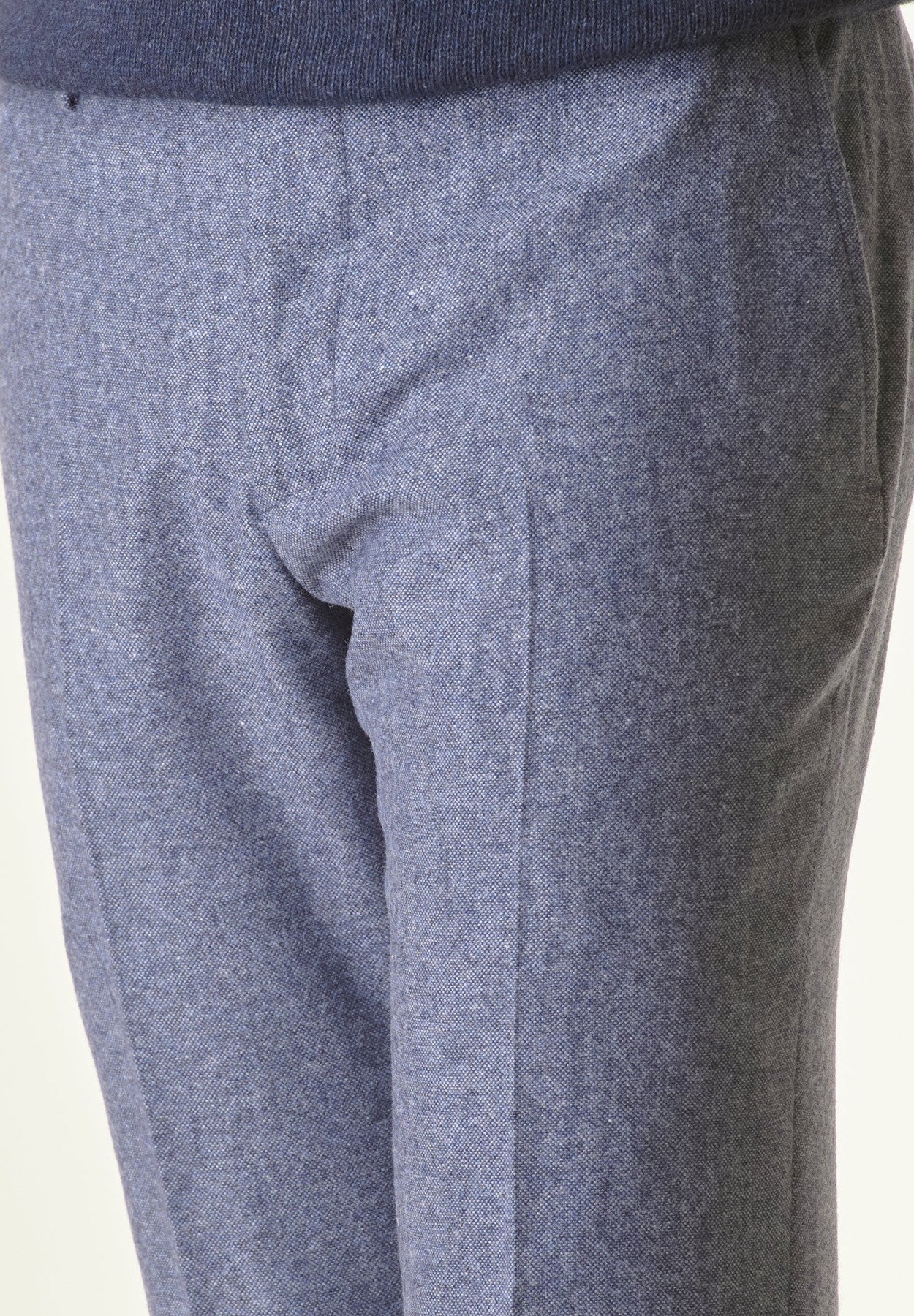 Blue salt-pepper wool trousers Custom