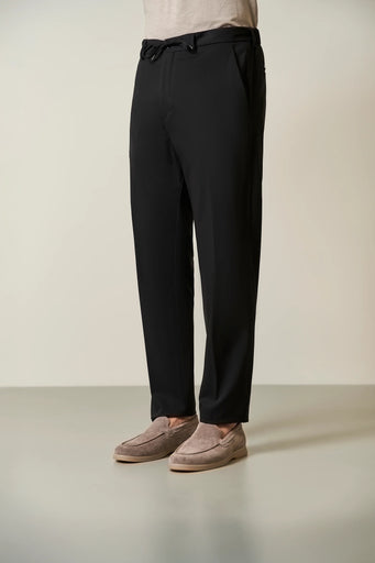 Pantalone nero lana tecnica coulisse
