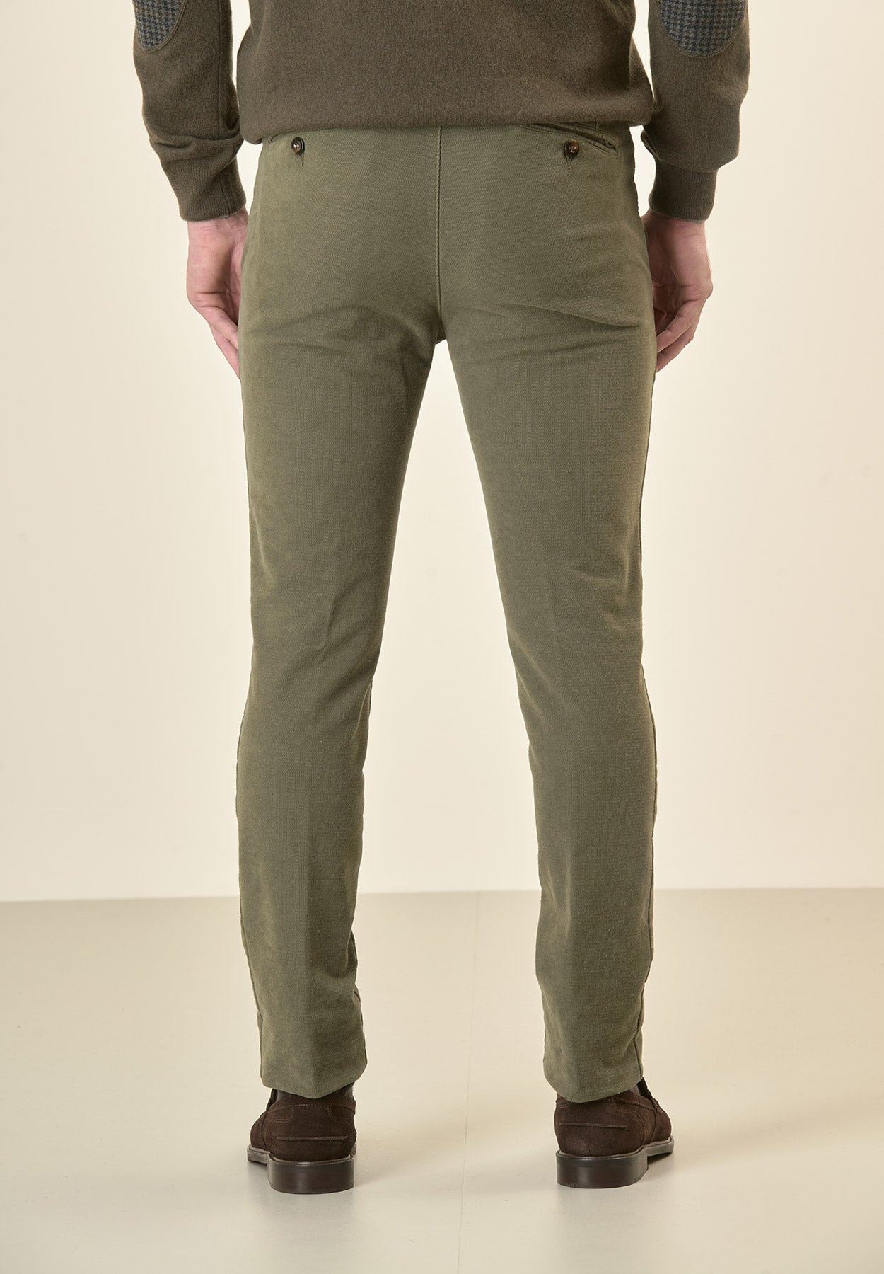 Pantalone verde fustagno jacquard cotone slim fit-Angelico
