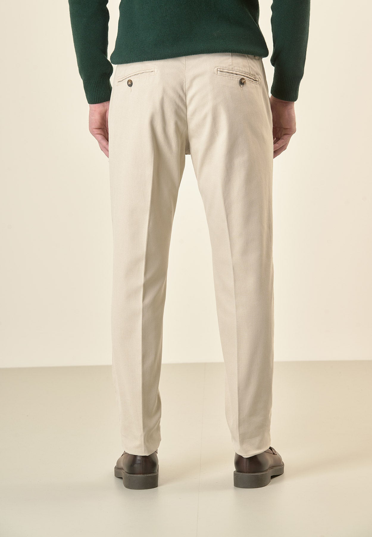 Pantalone avorio armatura cotone stretch slim fit-Angelico