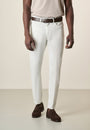 Pantalone panna 5 tasche gabardina cotone stretch slim fit