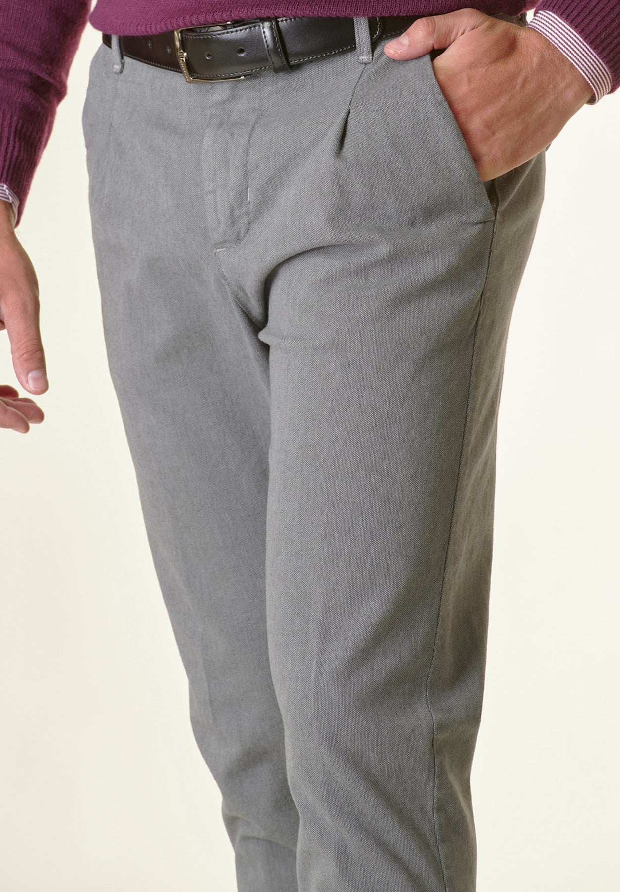 Angelico - Pantalone grigio effetto lana slim - 2
