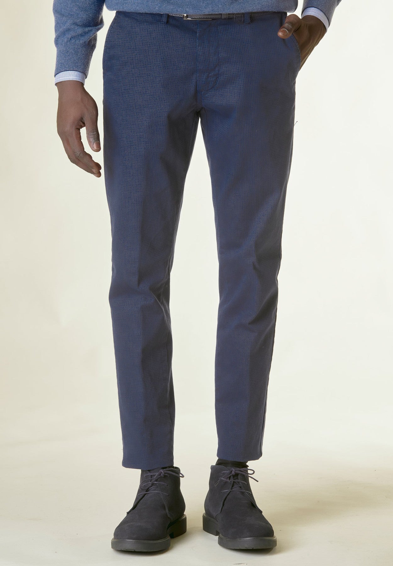 Blue houndstooth trousers regular