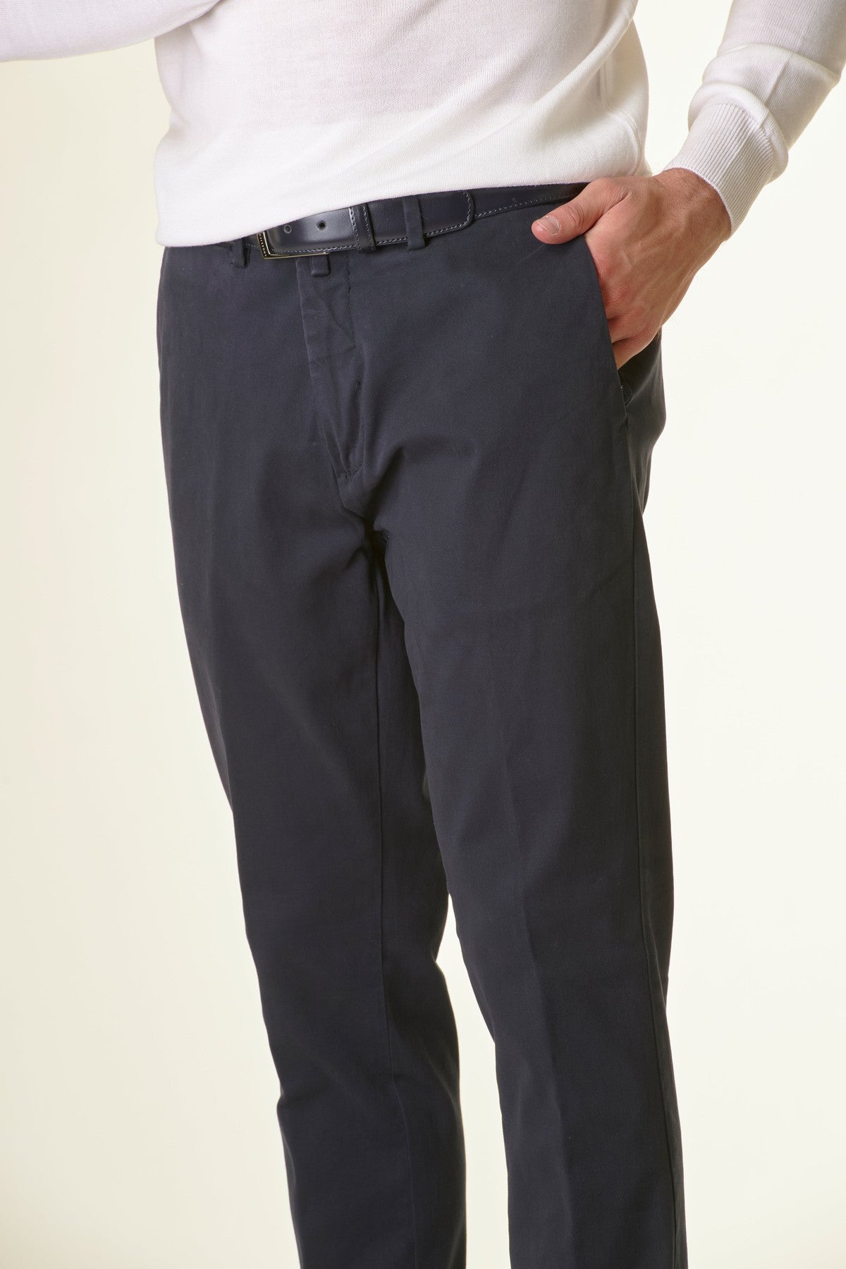 Pantalone blu twill stretch slim-Angelico