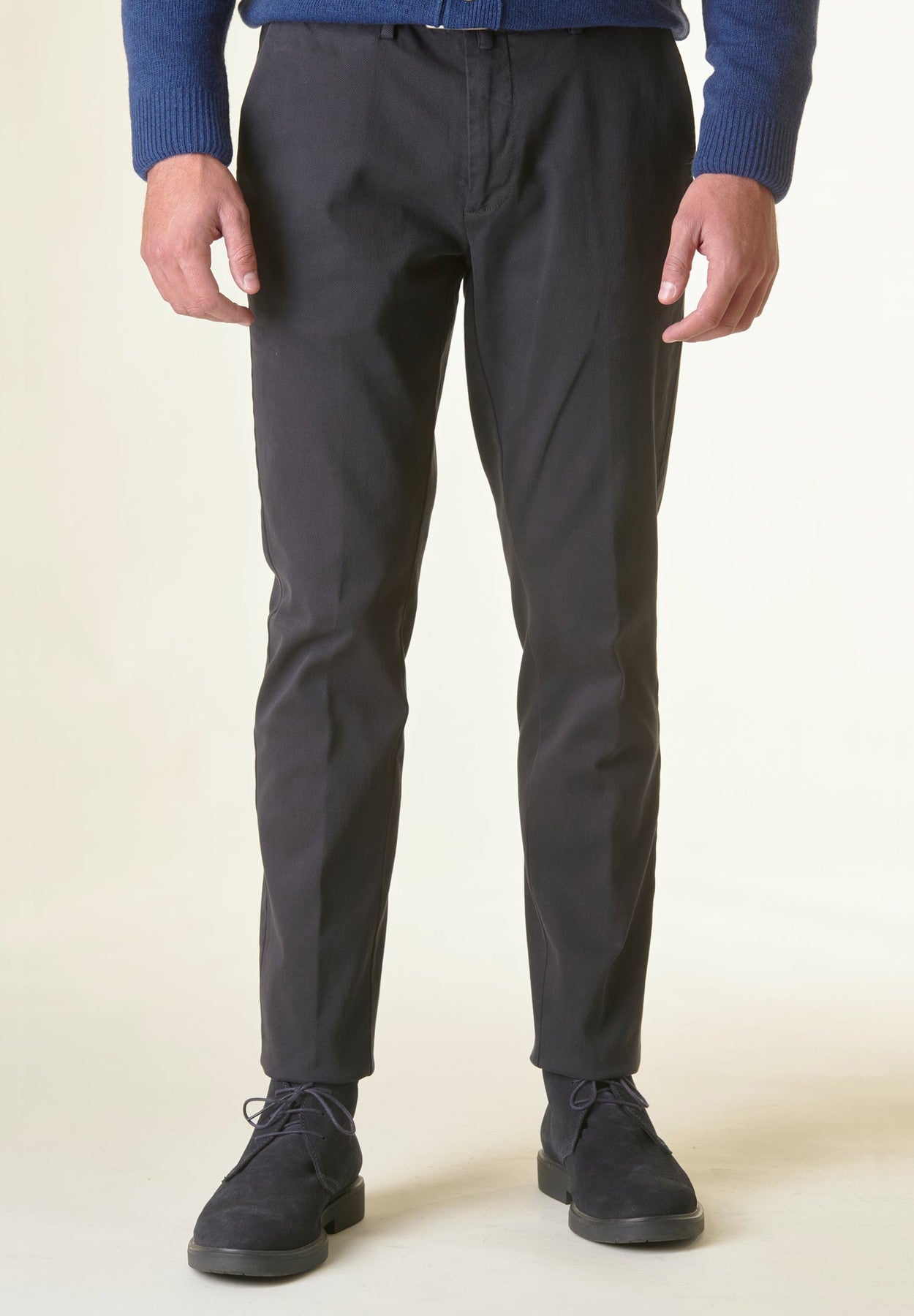 Pantalone blu navy armatura cotone slim-Angelico