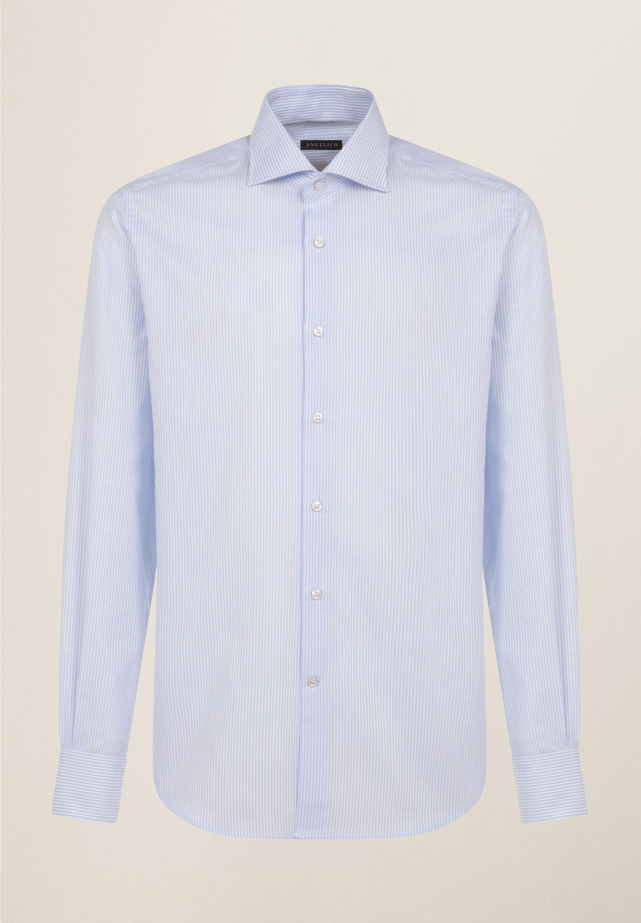 Hellblau-weiß gestreiftes Baumwollhemd mit normaler Passform