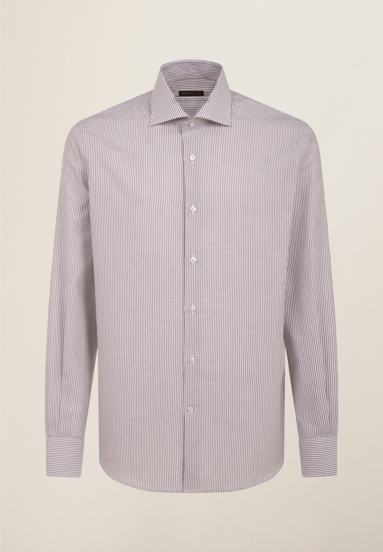 Brown white striped cotton regular fit shirt