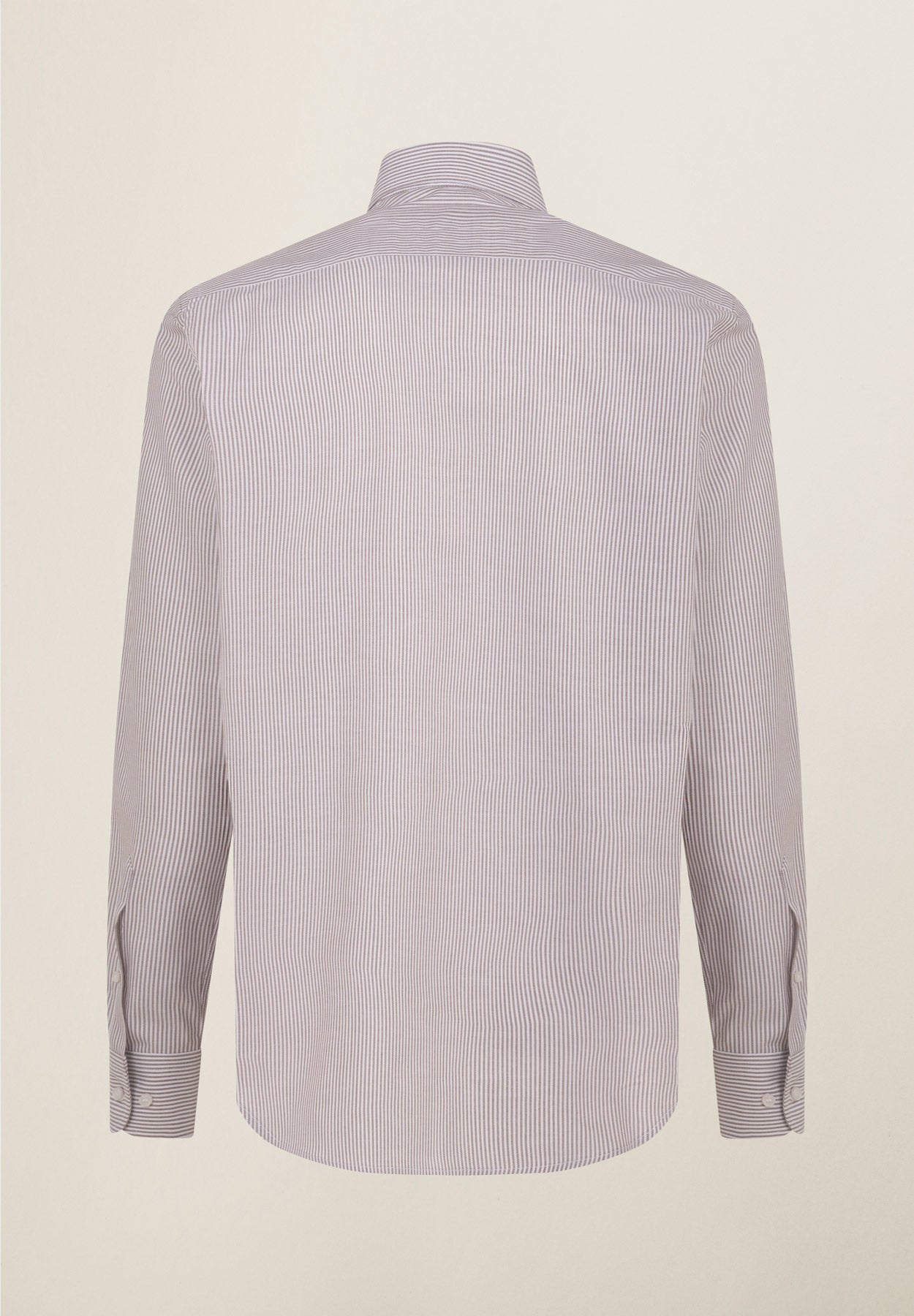 Braun-weiß gestreiftes Baumwollhemd mit normaler Passform