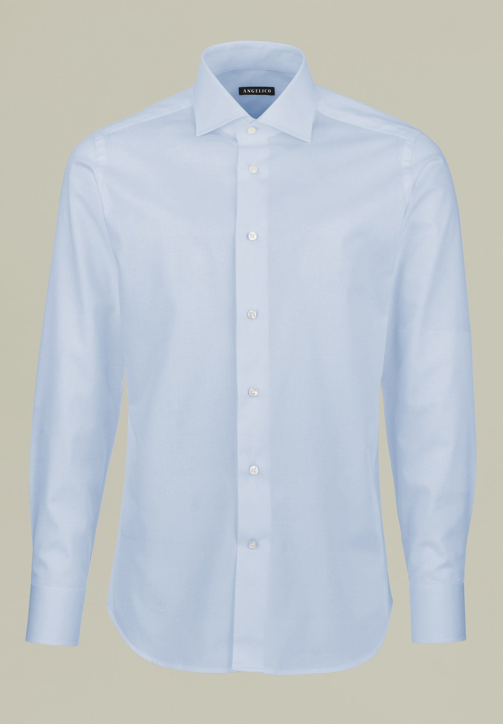 Camicia azzurra twill collo francese slim-Angelico