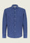 Camicia blu bianco misto lino millerighe slim fit-Angelico