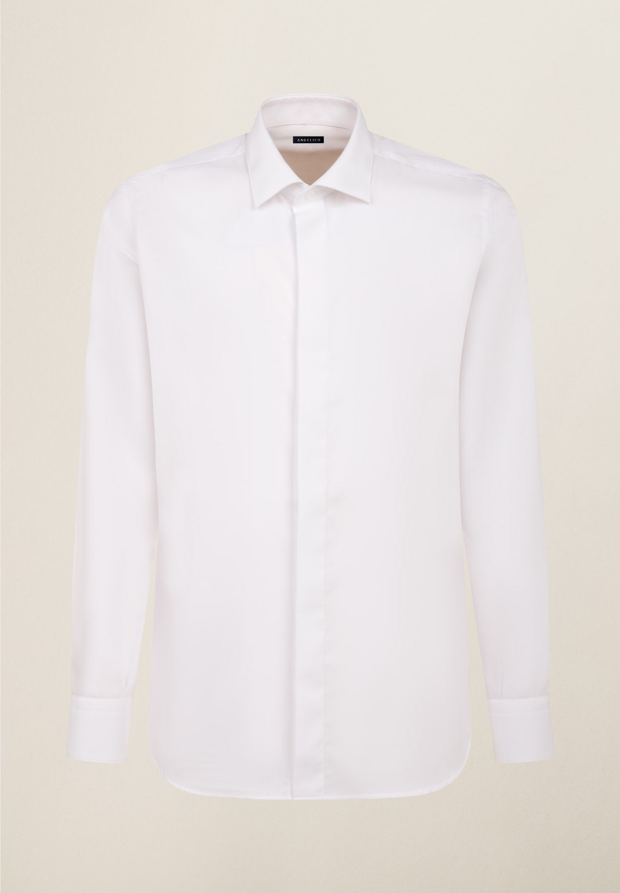 Weißes Slim-Fit-Hemd aus Baumwolle mit englischen Knöpfen