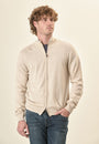 Giacca zip beige toppe misto cashmere-Angelico