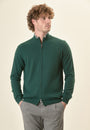 Giacca zip verde toppe misto cashmere-Angelico