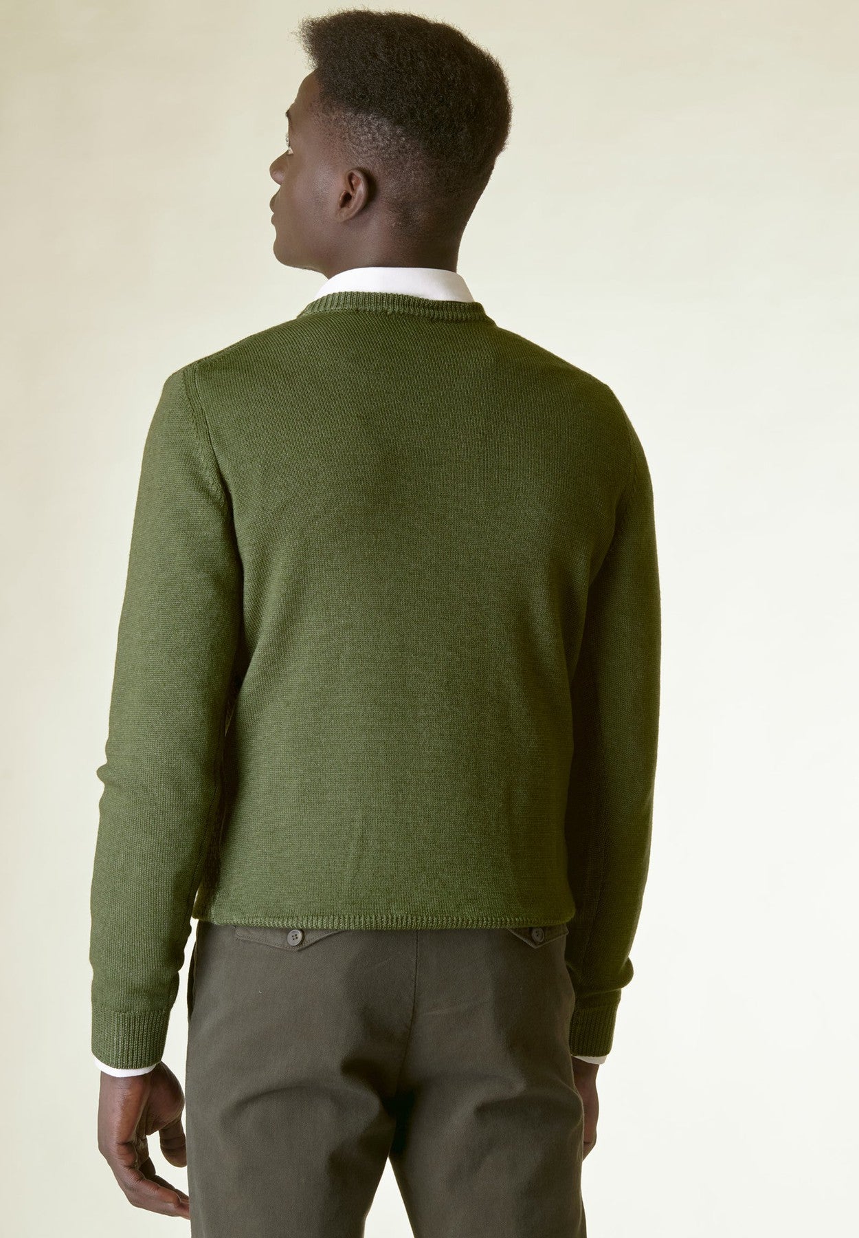 Maglia verde girocollo armatura lana