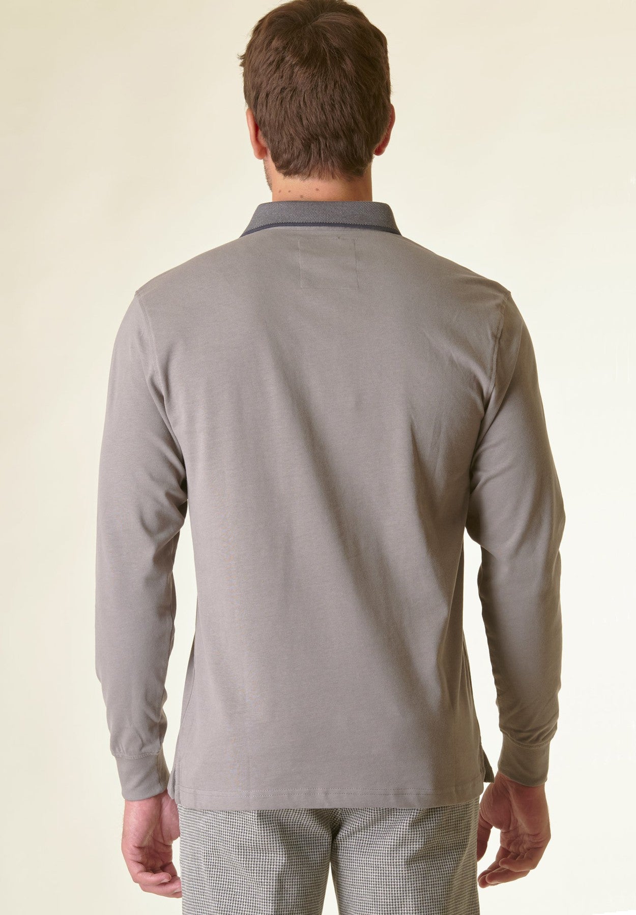Grey Faded polo matching embroidery inserted pocket