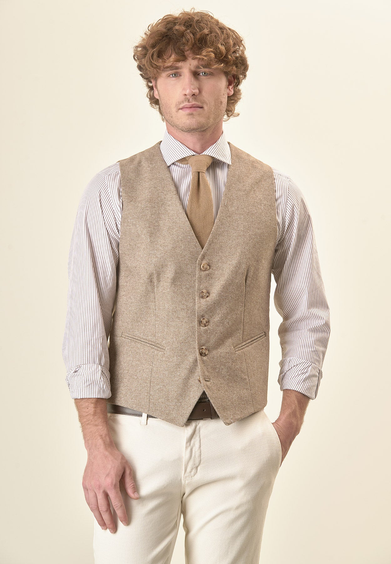 Gilet beige knickerbocker custom fit-Angelico