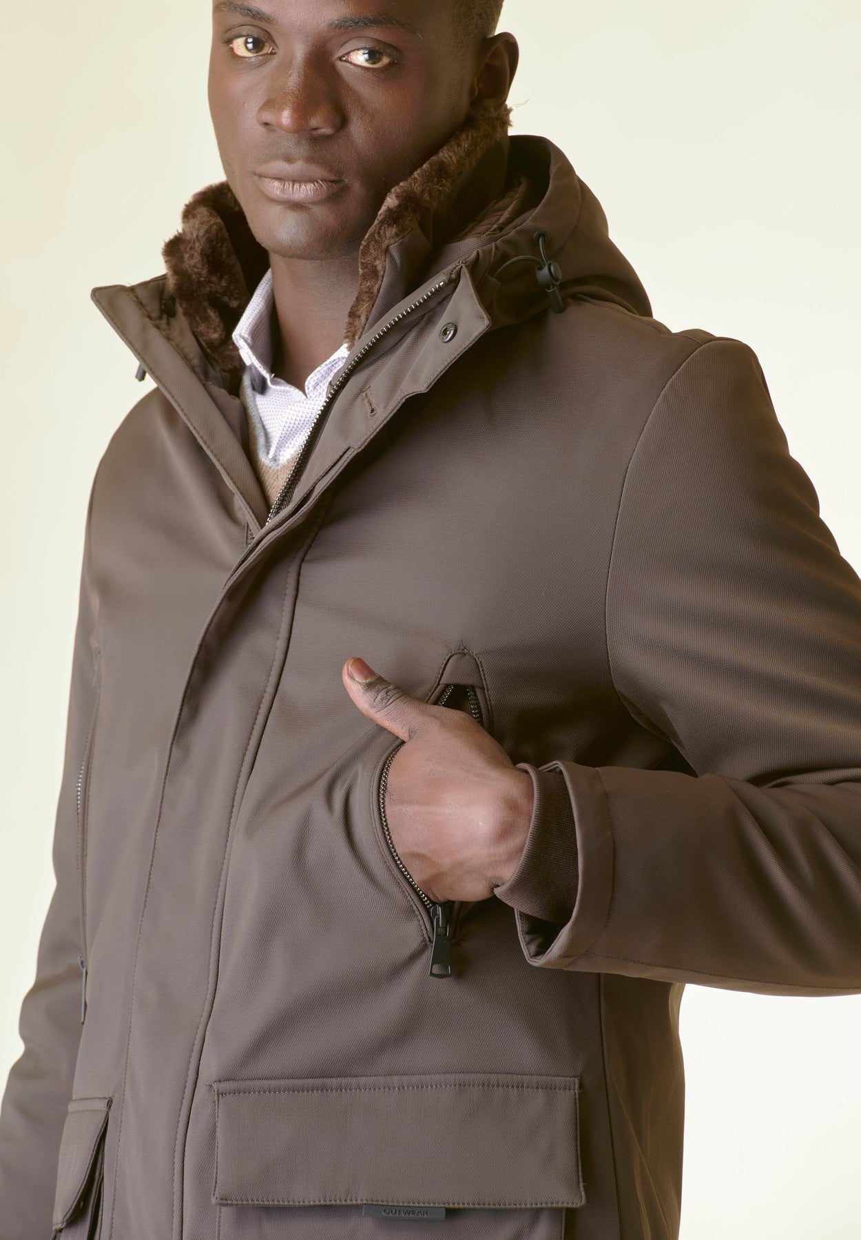 Giaccone moro con pelliccia-Angelico