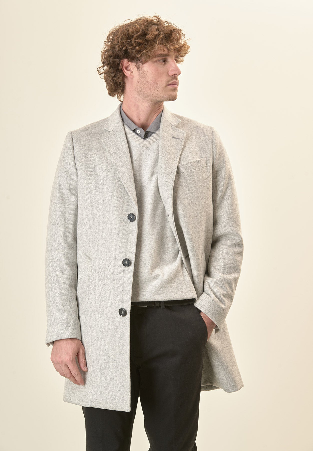 Cappotto grigio misto cashmere resca pettorina staccabile-Angelico