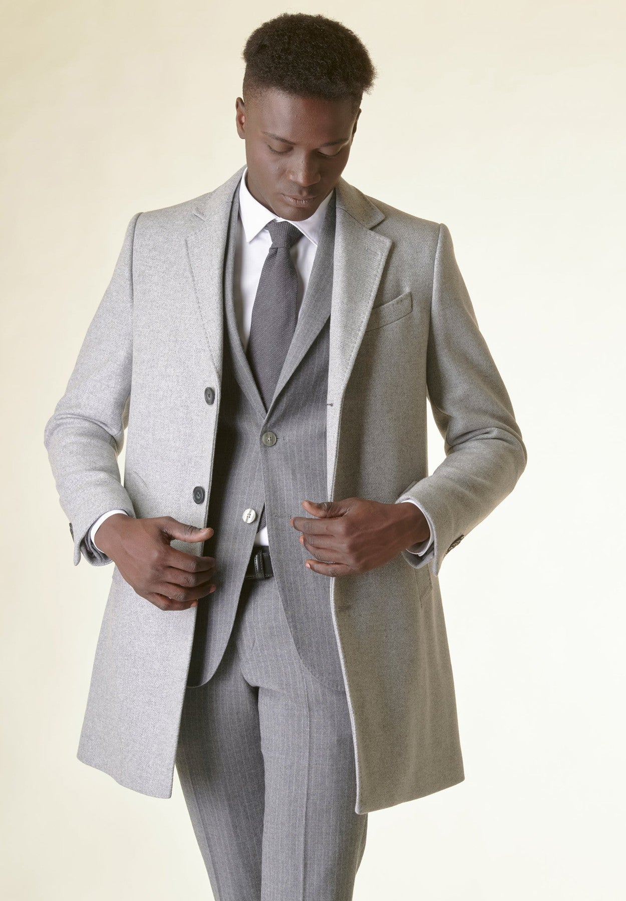 Grey melange wool coat