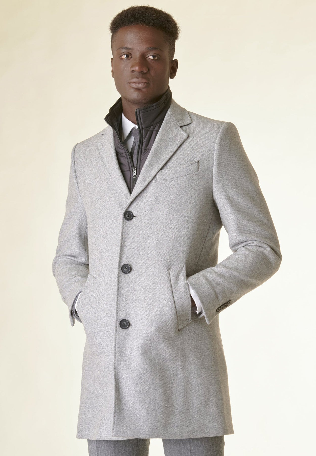 Grey melange wool coat