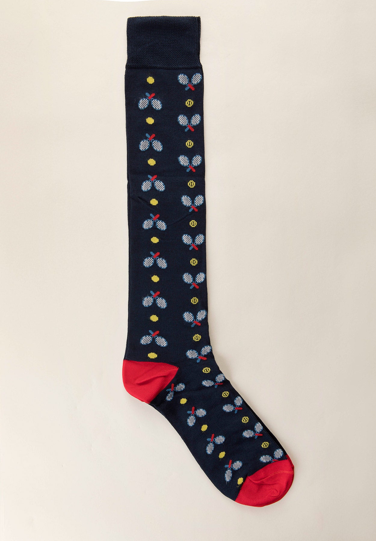 Blue cotton stretch socks with tennis pattern