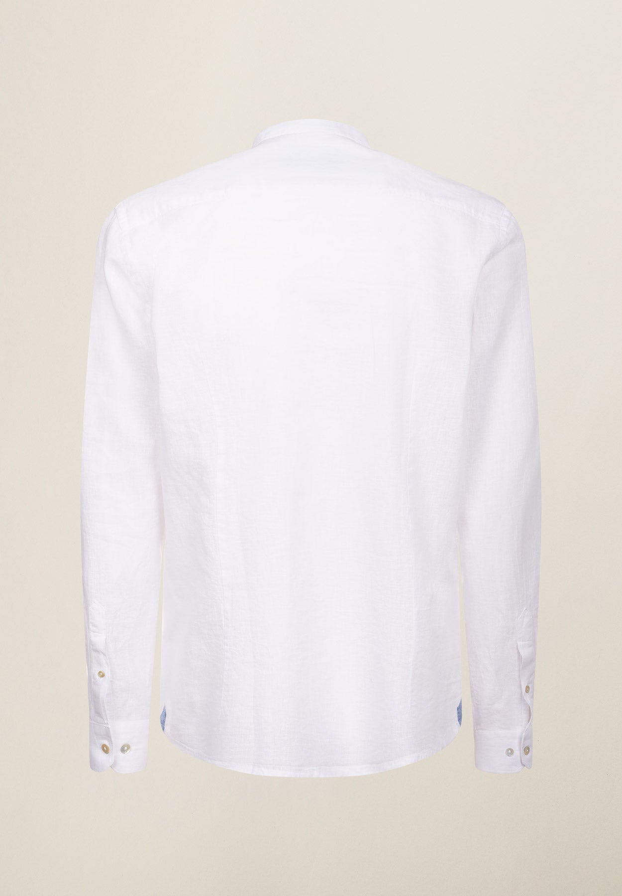 Weißes Slim-Fit-Hemd aus Baumwoll-Leinen mit Stehkragen