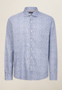 Camicia bianco blu mussola cotone fantasia fiori slim fit-Angelico