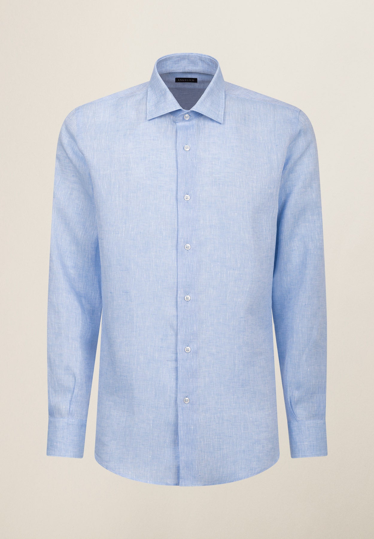 Camicia azzurra lino custom fit