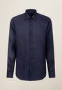 Camicia blu lino custom fit-Angelico