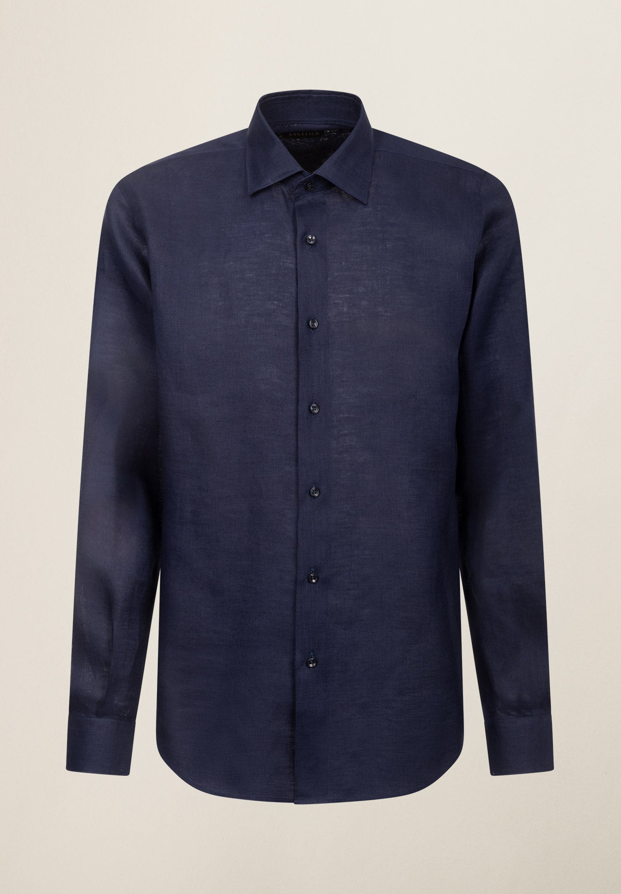 Camicia blu lino regular fit-Angelico