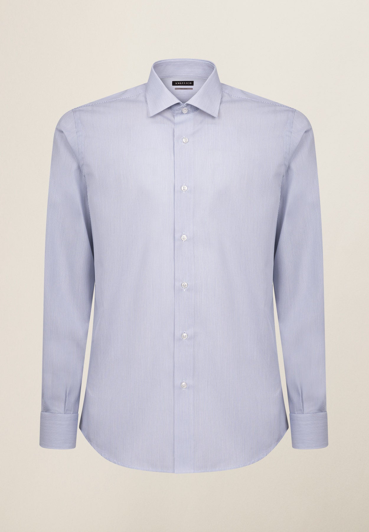 Camicia bianca rigata blu cotone no stiro slim fit