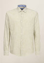 White green shirt with a slim fit linen blend