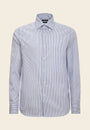 Camicia bianca blu rigata cotone no-stiro custom fit-Angelico