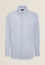 Camicia bianca azzurra rigata cotone no-stiro custom fit-Angelico