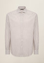 Camicia bianco marrone rigata cotone regular fit-Angelico