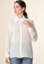 White crepe point collar shirt