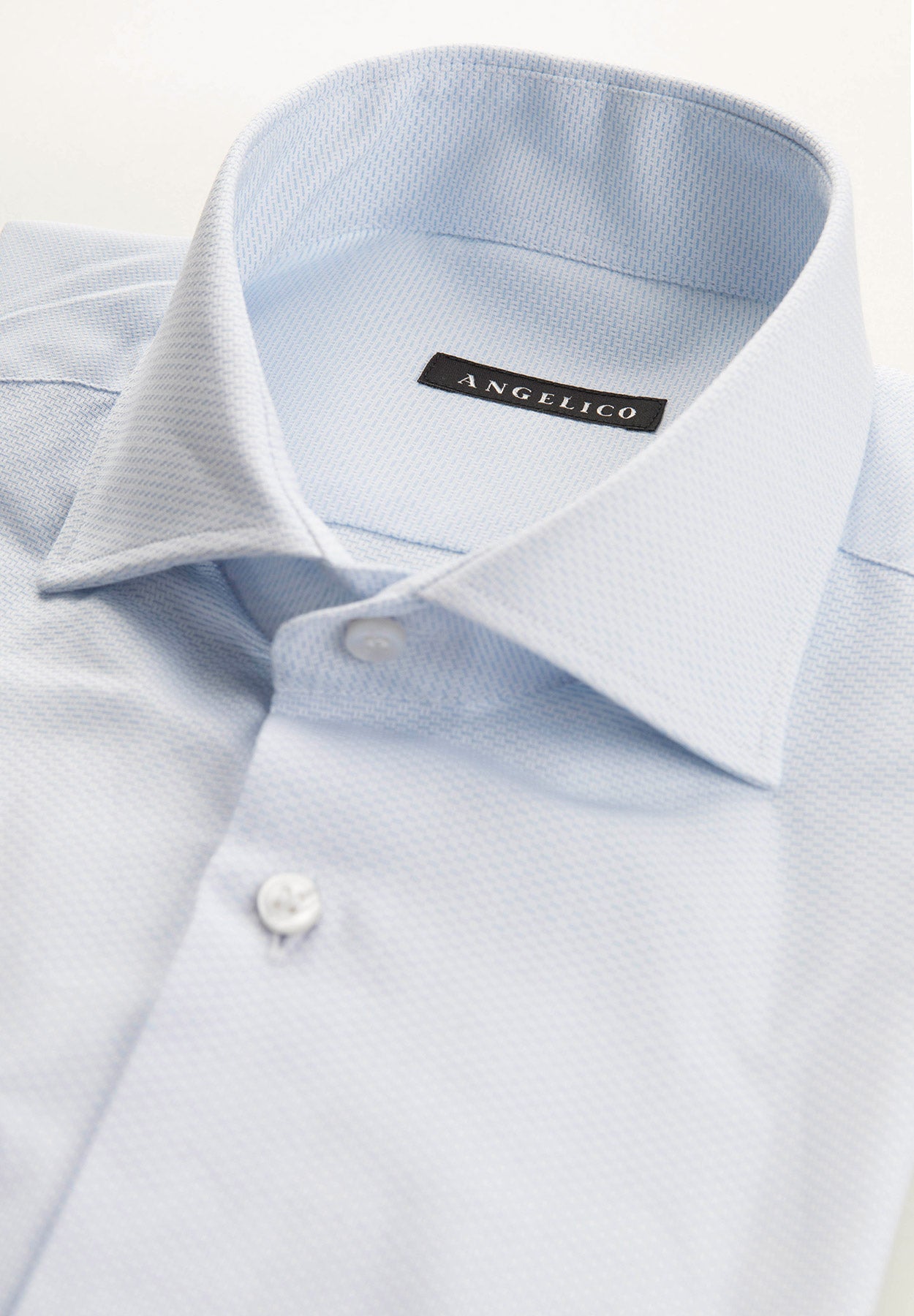 Camicia celeste microdisegno cotone regular fit