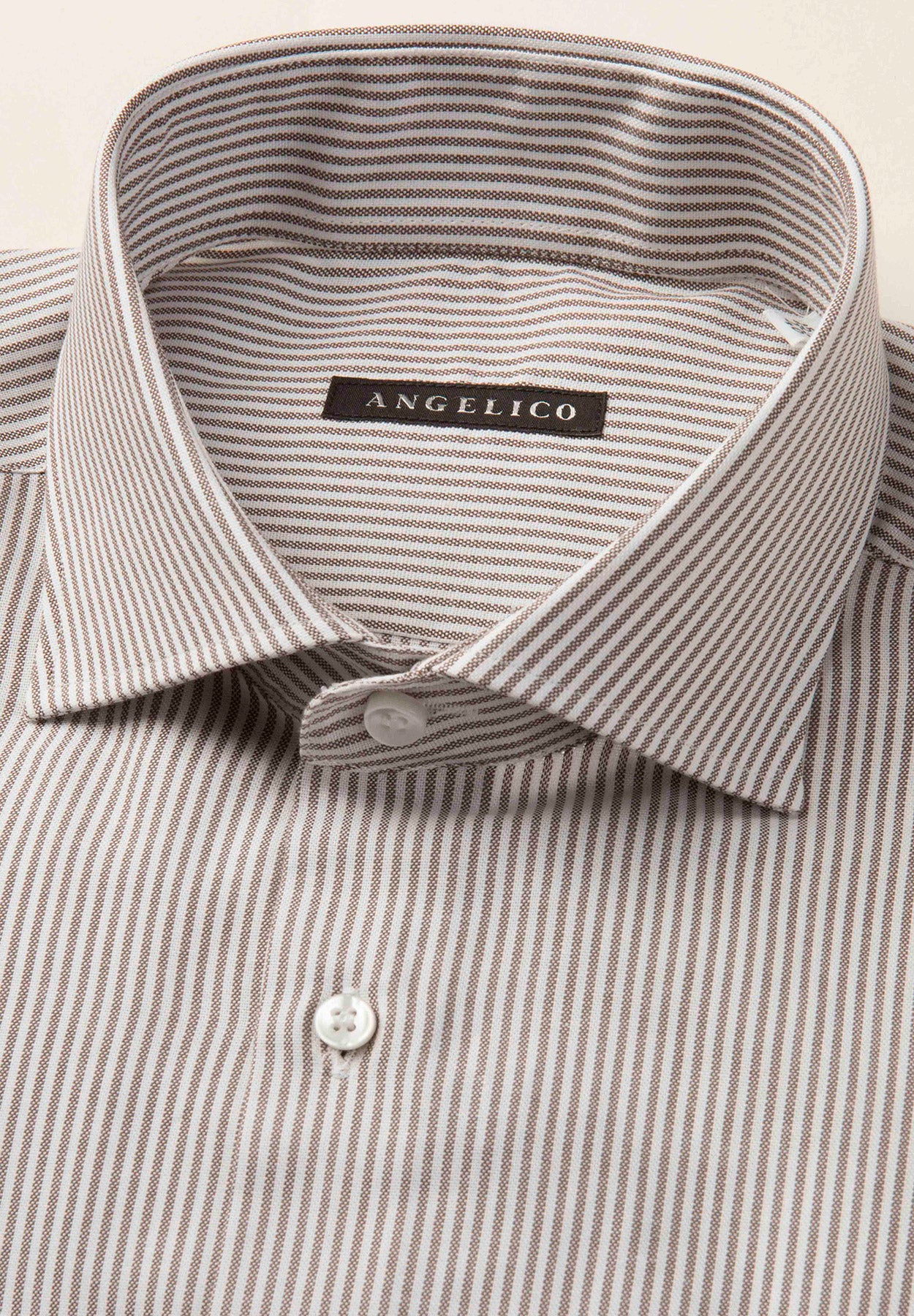 Brown white striped cotton regular fit shirt