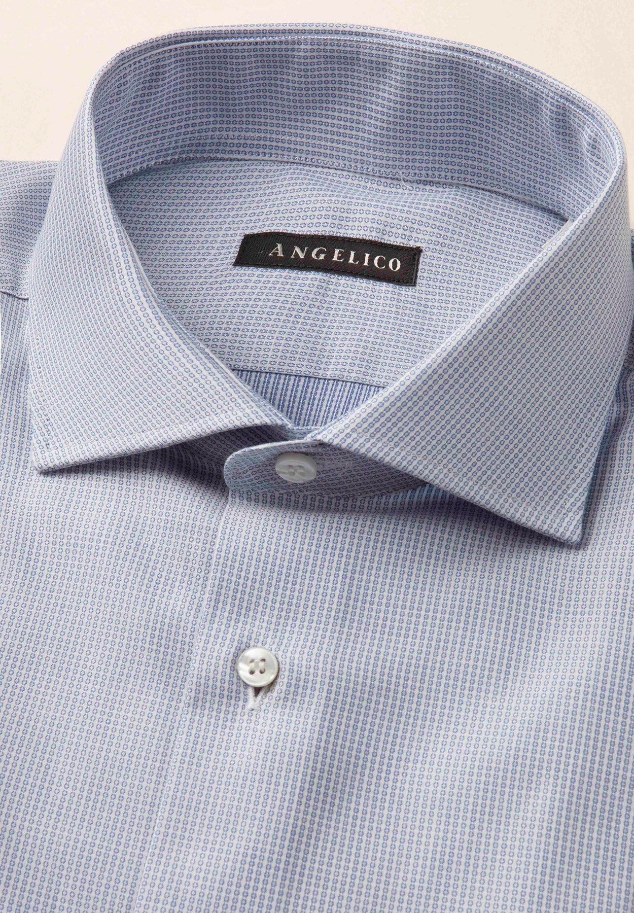 Camicia bianca blu effetto quadretto comfort fit-Angelico