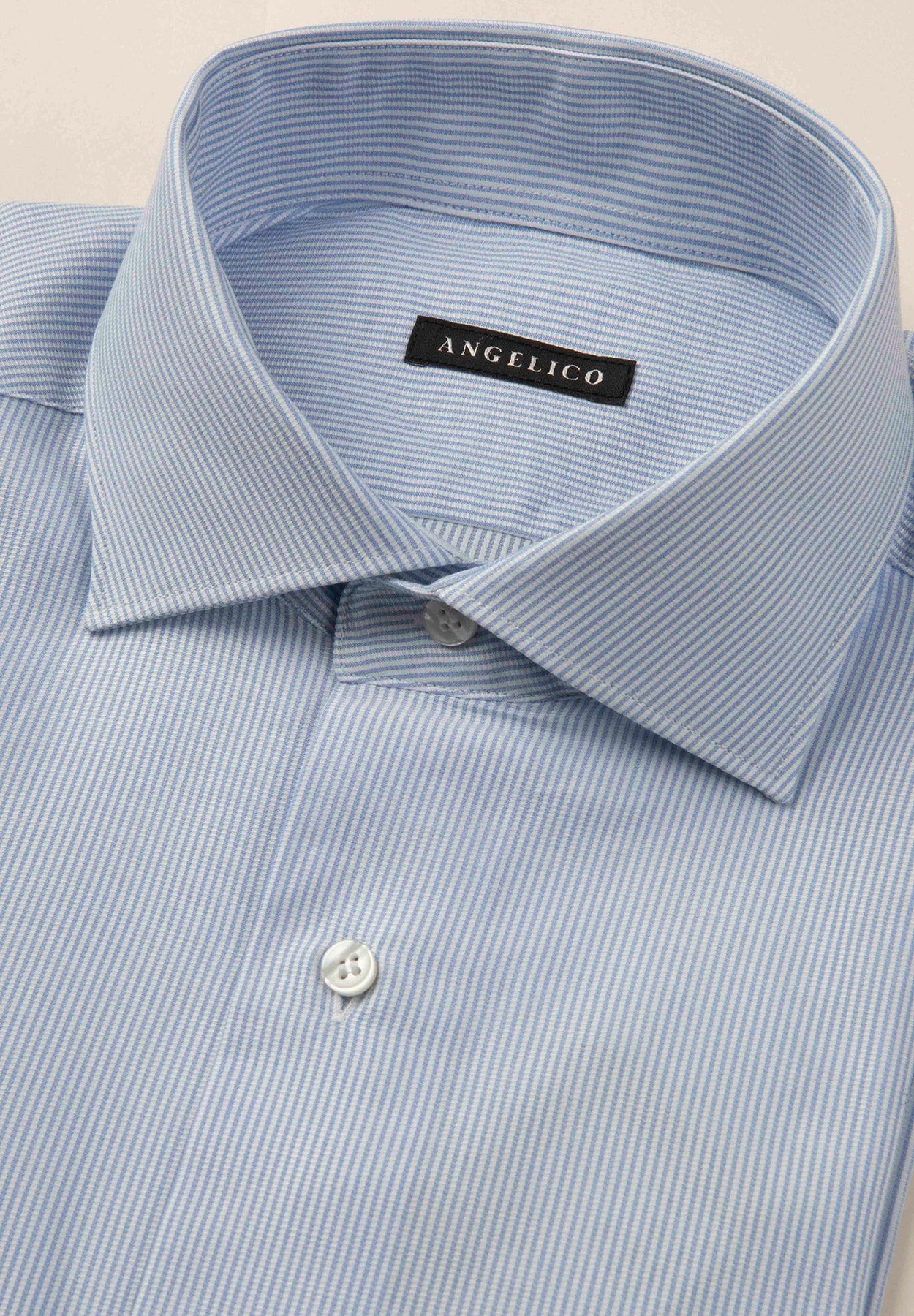 Camicia azzurra millerighe cotone comfort fit-Angelico