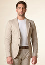 Beigefarbene Jacke aus technischer Stretch-Baumwolle mit individueller Passform