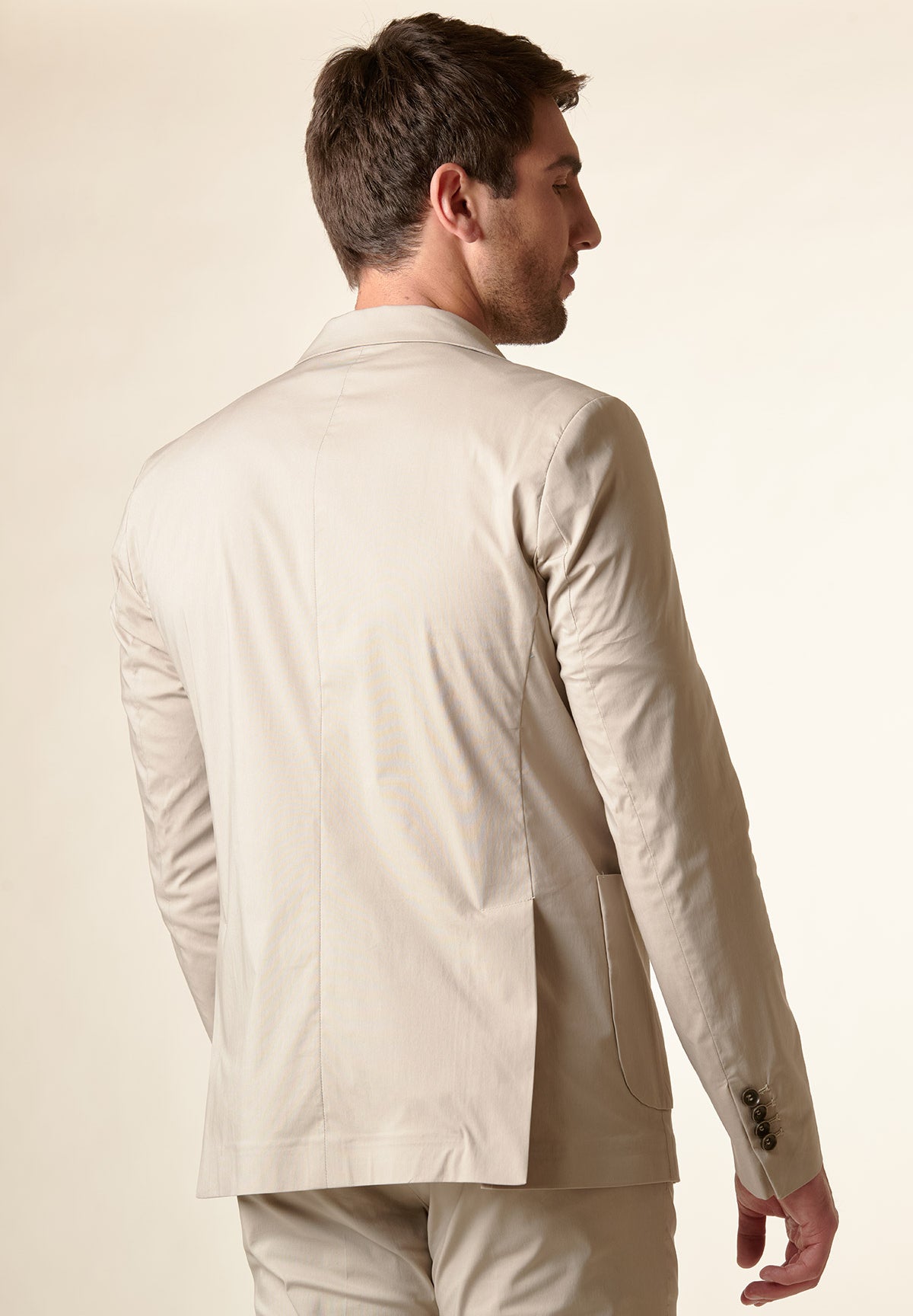 Beige cotton stretch technical custom fit jacket