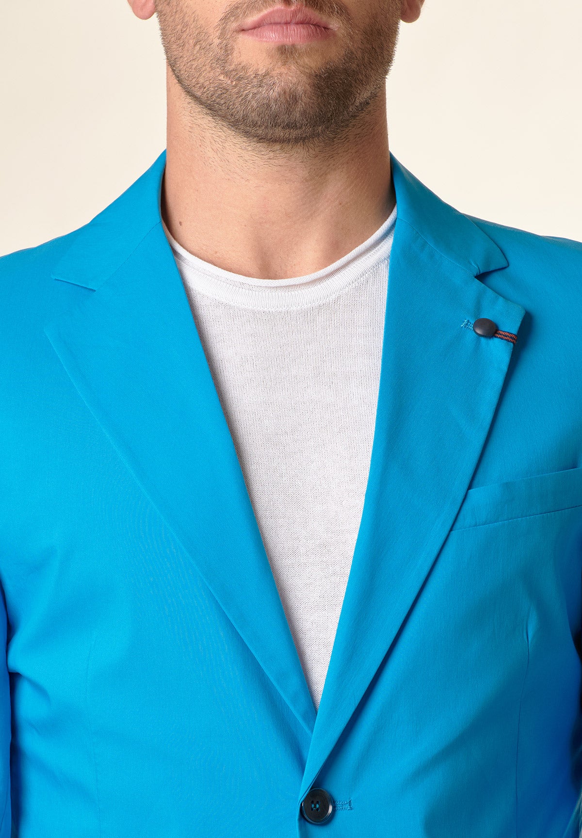 Turquoise cotton stretch technical custom fit jacket