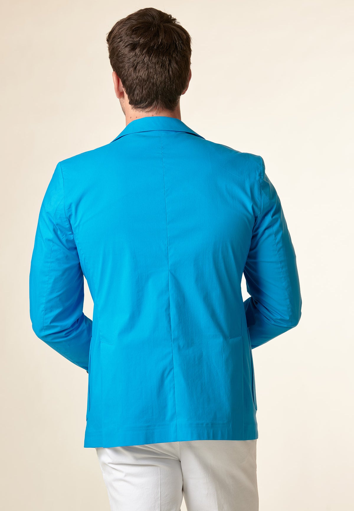 Türkisfarbene Jacke aus technischer Stretch-Baumwolle mit individueller Passform