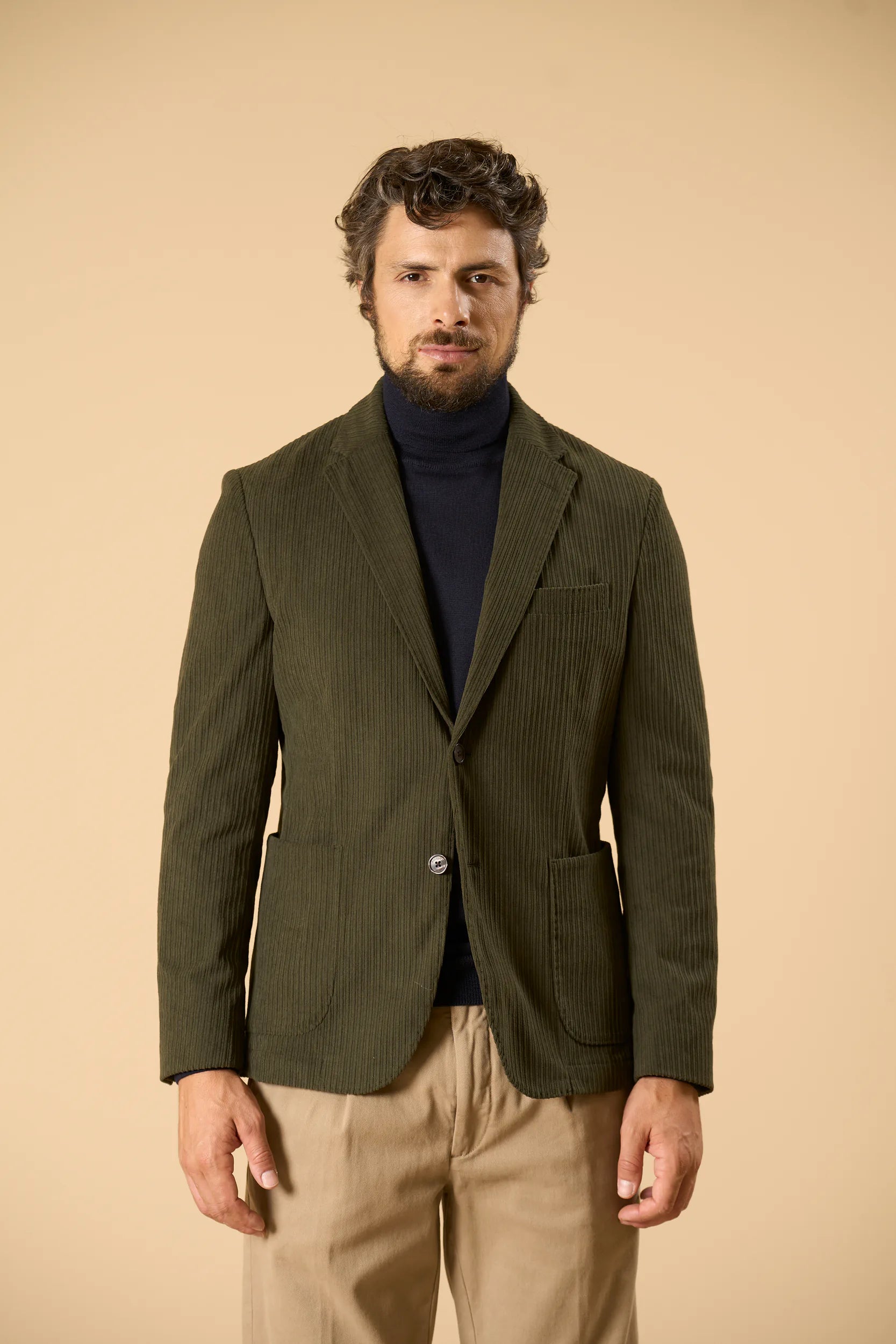 Giacca verde velluto a coste sfoderata custom fit Angelico 6