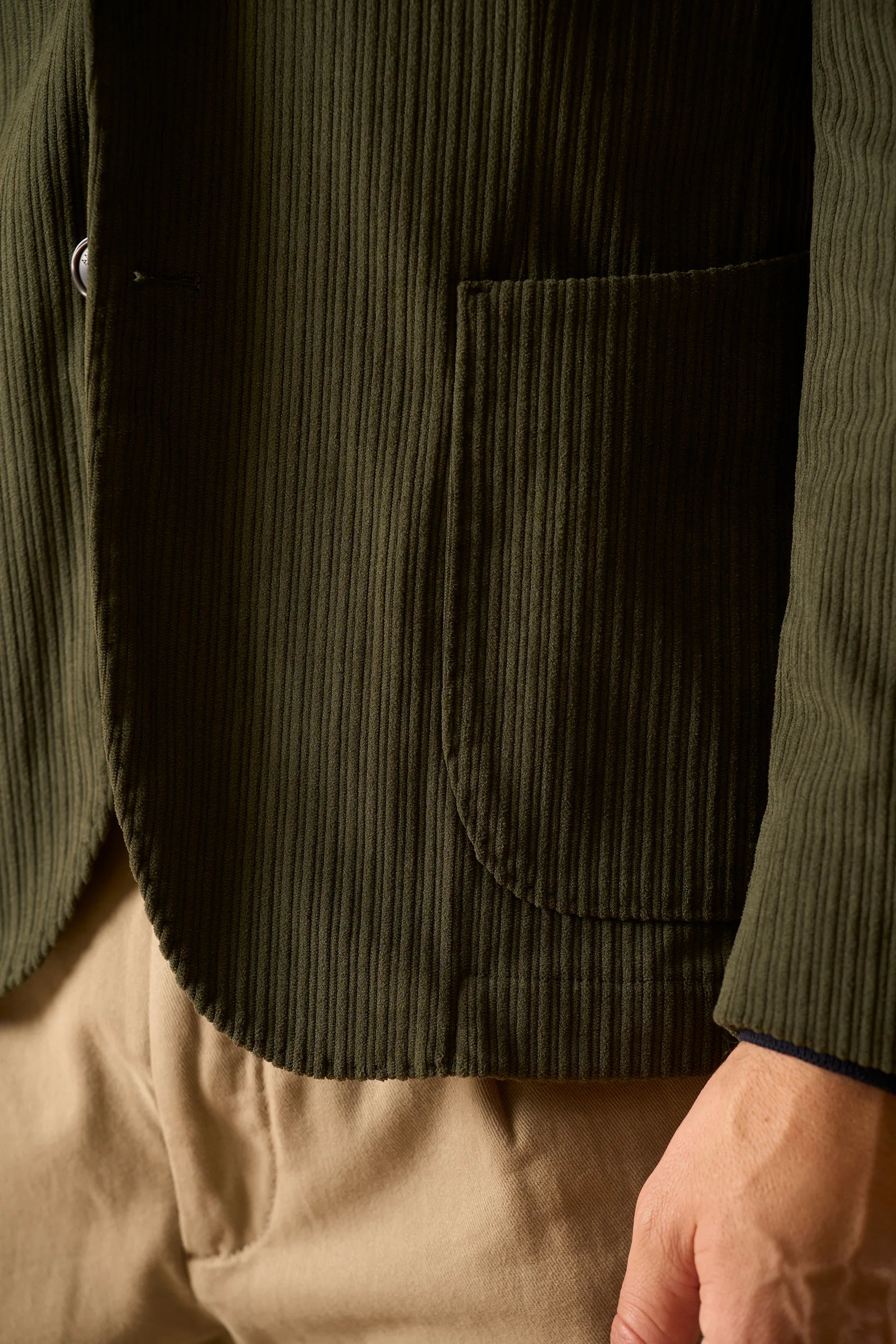 Giacca verde velluto a coste sfoderata custom fit Angelico 3