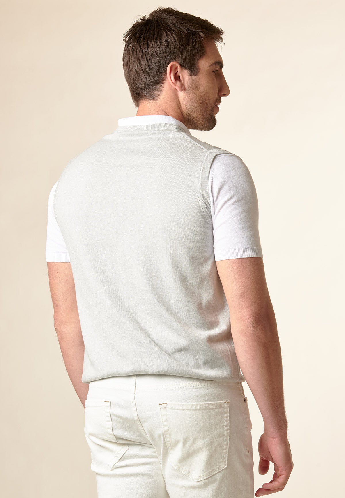 Light gray cotton v-neck vest